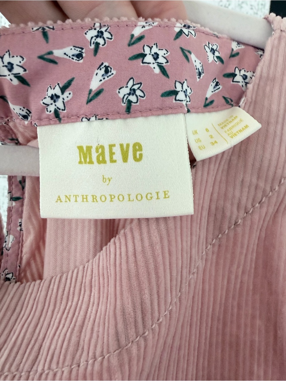 Maeve by Anthropologie Dusty Pink Cap-Sleeve Ruffle-Hem corduroy Mini Dress Sz 2